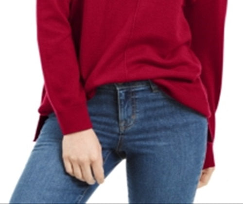 Karen Scott Women's Seam Detail Cotton Mock Neck Sweater Red Size X-Large