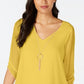 Thalia Sodi Women's Tie Sleeve Necklace Top Yellow Size Large