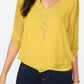 Thalia Sodi Women's Tie Sleeve Necklace Top Yellow Size Large