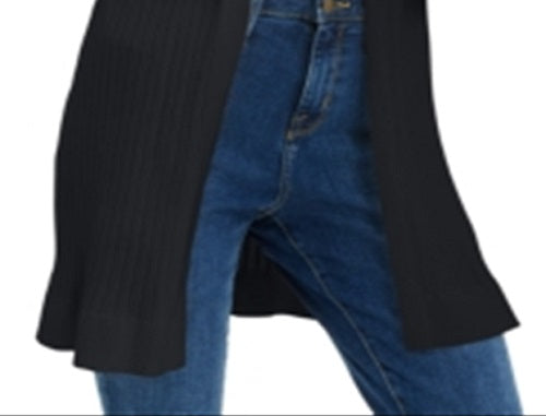 Maison Jules Women's Ribbed Open Cardigan Sweater Black Size X-Small
