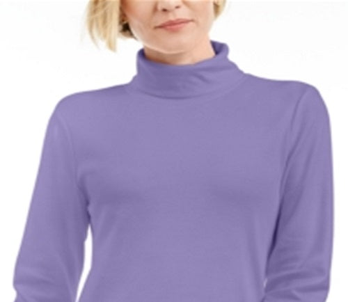 Karen Scott Women's Cotton Turtleneck Top Purple Size Petite X-Large