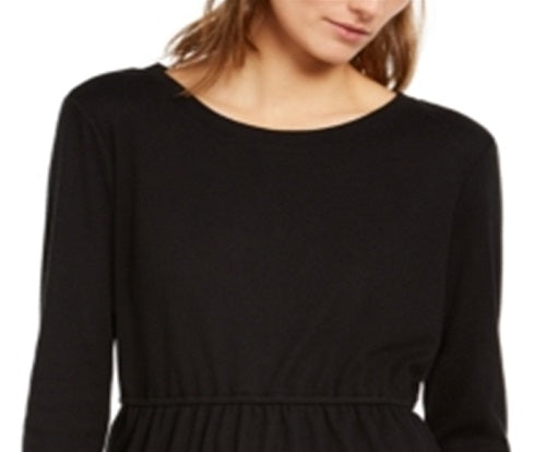 INC International Concepts Women's Tulle Peplum Top Black Size X-Small