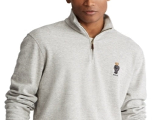 Polo Ralph Lauren Men's Bear Quarter Zip Sweater Grey Size Large
