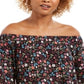 Style & Co Women's Off the Shoulder Printed Top Black Size Large