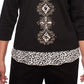 Alfred Dunner Women's Tunics Animal Print & Medallion Top Black Size Petite X-Large