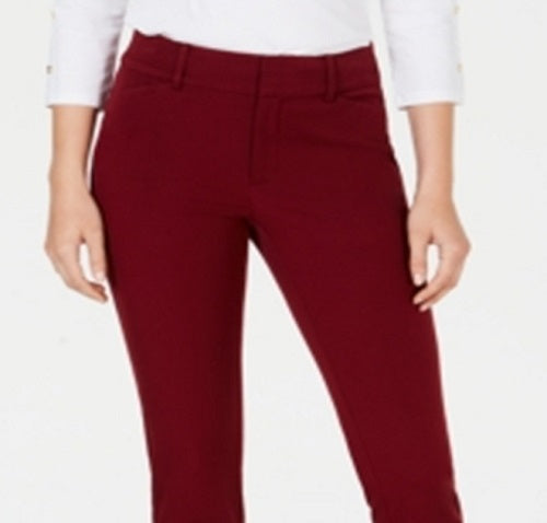 Charter Club Women's Solid Newport Slim Leg Pants Red Size 2 Petite