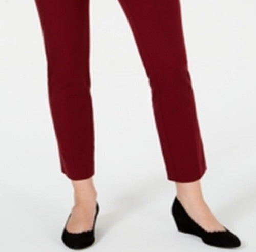Charter Club Women's Solid Newport Slim Leg Pants Red Size 2 Petite