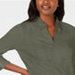 Karen Scott Women's Cotton Eyelet Yoke Top Green Size Medium