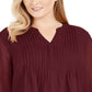 Charter Club Women's Pintuck Front Lace Sleeve Top Red Size 3X