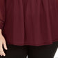 Charter Club Women's Pintuck Front Lace Sleeve Top Red Size 3X