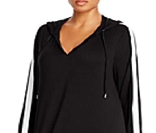 Michael Kors Women's Plus Racing Stripe Hoodie Dress Black Size 3X