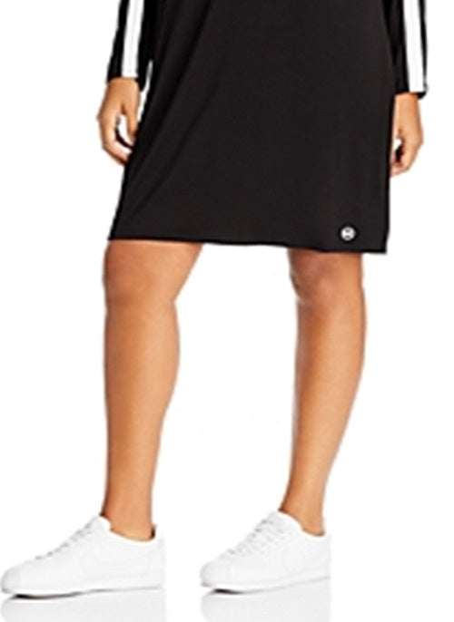 Michael Kors Women's Plus Racing Stripe Hoodie Dress Black Size 3X