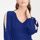 INC International Concepts Women's Split Sleeve Rhinestone Button Top Blue Size XX-Large