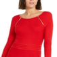 INC International Concepts Women's Zip Detail Fit & Flare Sweater Dress Red Size XX-Large
