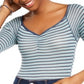 Self Esteem Junior's Striped Bodysuit Blue Size X-Large