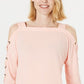 JM Collection Women's Statement Sleeve Cold Shoulder Top Orange Size X-Large