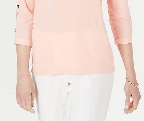 JM Collection Women's Statement Sleeve Cold Shoulder Top Orange Size X-Large