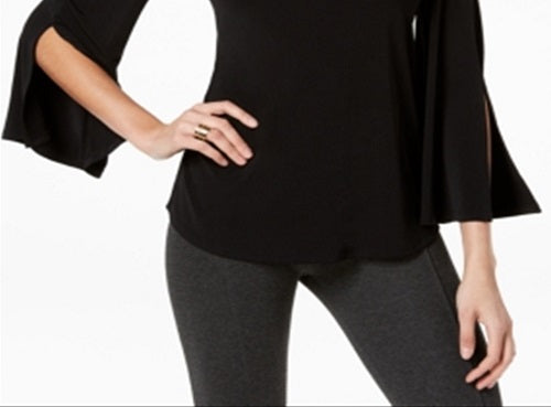 Alfani Women's One Shoulder Applique Top Black Size Petite Small