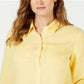 Charter Club Women's Linen Button Front Shirt Yellow Size Petite