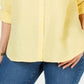 Charter Club Women's Linen Button Front Shirt Yellow Size Petite