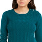 Charter Club Women's Printed Long Sleeve Jewel Neck Top Green Size Petite Medium