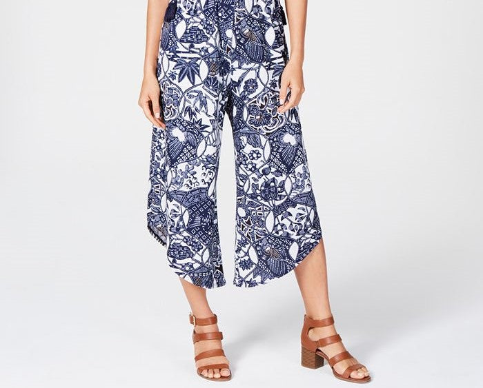 Style & Co Women's Sleeveless Cropped Jumpsuit Blue Size Large