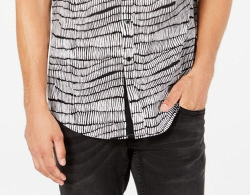 INC International Concepts Men's Chambray Button up Shirt Black Size Small