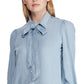 Ralph Lauren Women's Tie Neck Chambray Shirt Blue Size Large