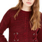 Hooked up by Iot Junior's Crisscross Mixed Knit Sweater Red Size Medium