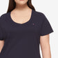 Tommy Hilfiger Women's Cotton V Neck T-Shirt Blue Size 1X