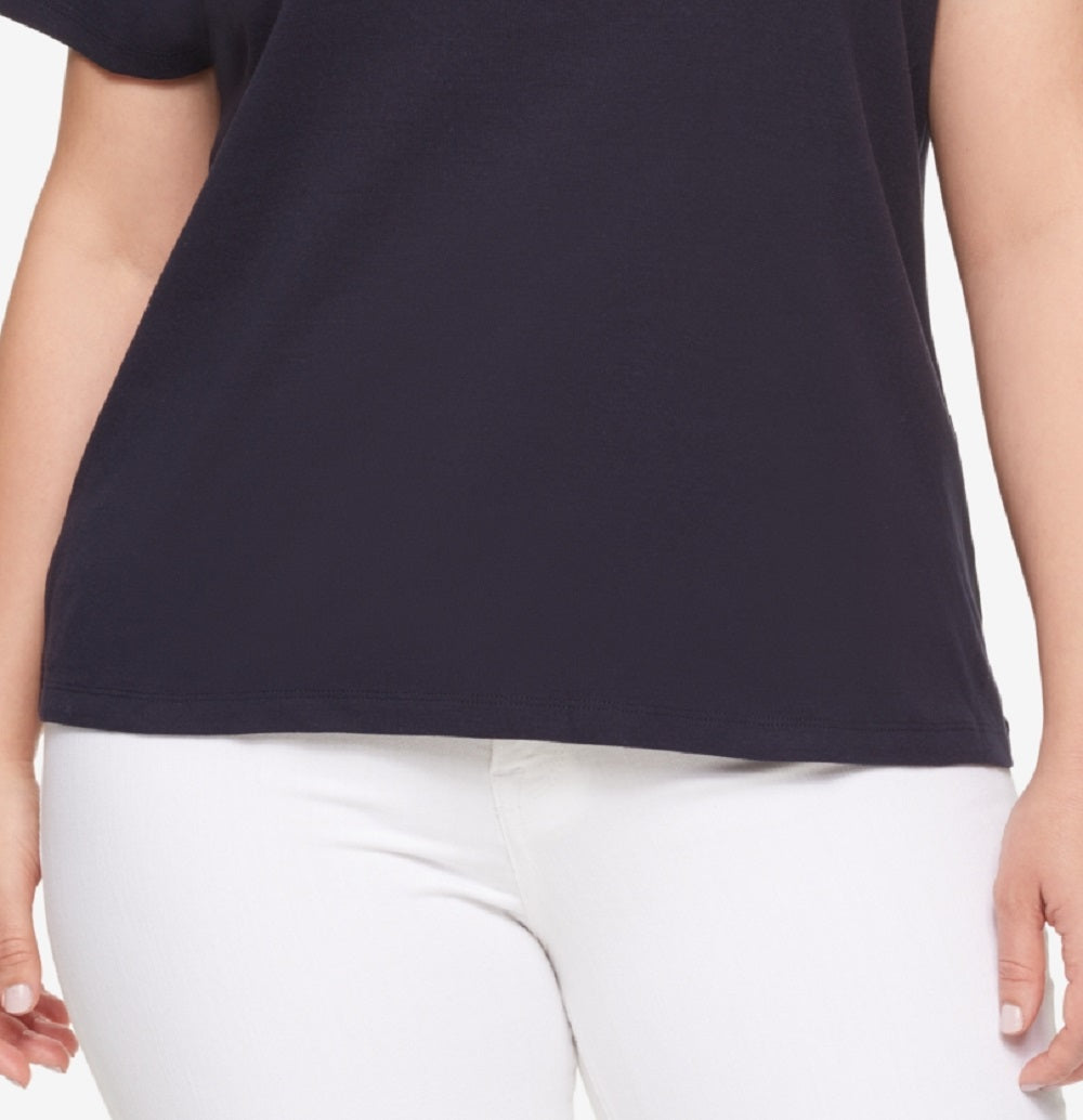 Tommy Hilfiger Women's Cotton V Neck T-Shirt Blue Size 1X