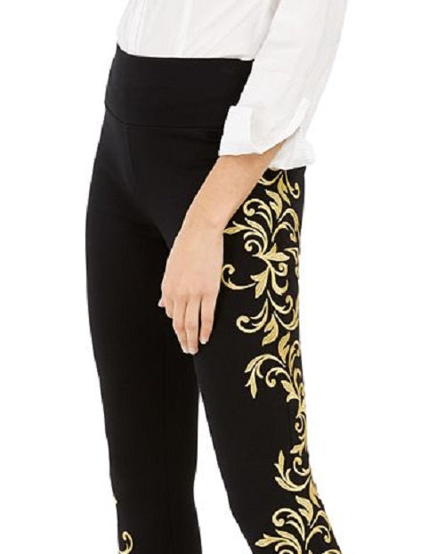 INC International Concepts Women's Embroidered Skinny Pants Black Size 6 Petite