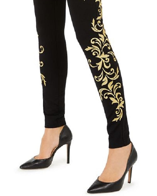INC International Concepts Women's Embroidered Skinny Pants Black Size 6 Petite