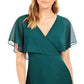 Kensie Women's Short Sleeve V Neck MIDI Hi Lo Party Dress Green Size 12