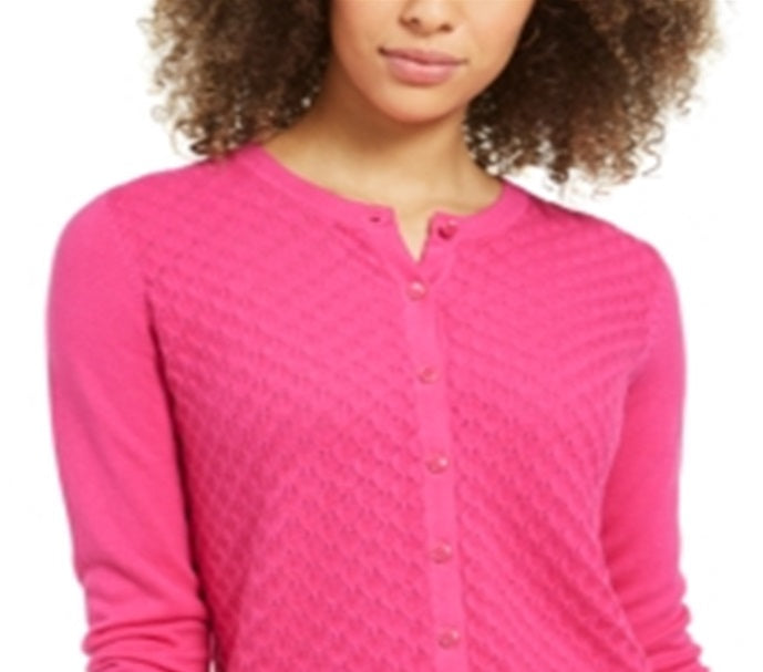 Charter Club Women's Peacock Stitch Cardigan Pink Size X-Small