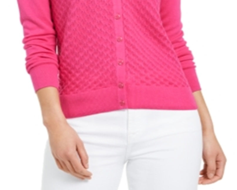 Charter Club Women's Peacock Stitch Cardigan Pink Size X-Small