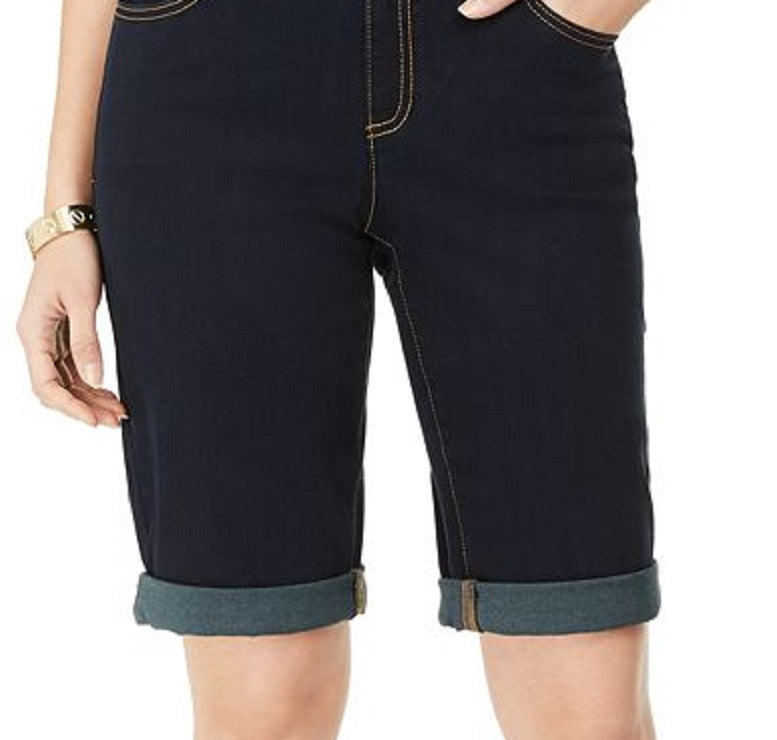 INC Iternational Concepts Women's Curvy Fit Tikglo Cuffed Denim Shorts Blue Size 2