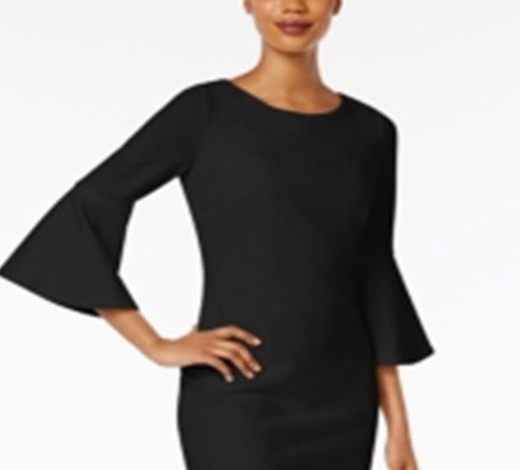 Calvin Klein Women's Bell Sleeve Sheath Dress Black Size 2 Petite