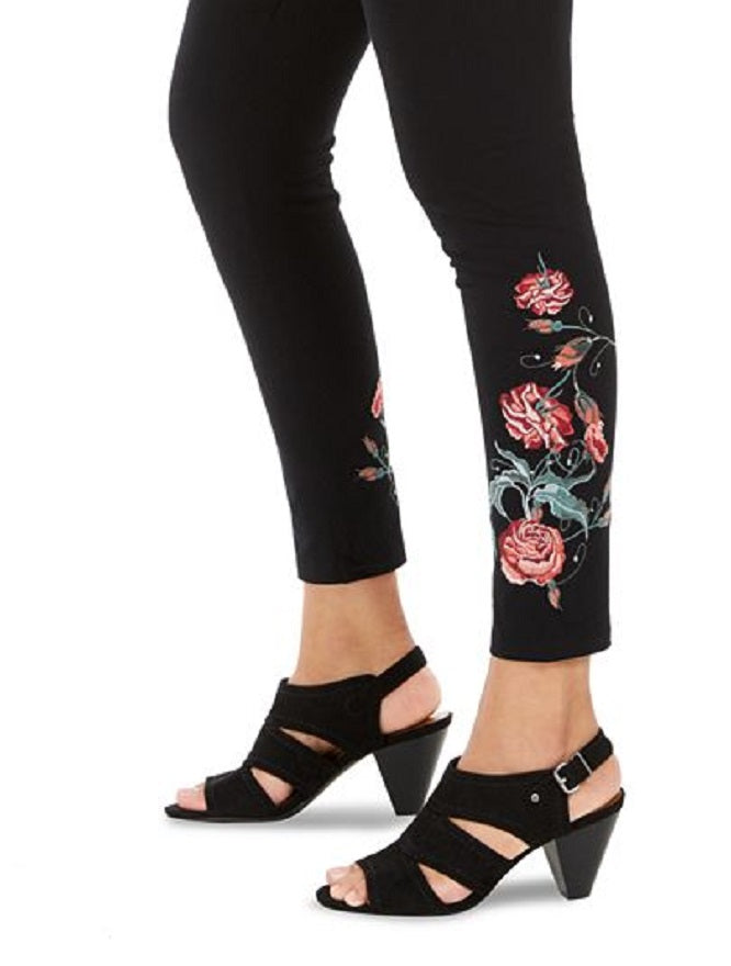 Style & Co Women's Embroidered Pull-on Leggings Black Size XS