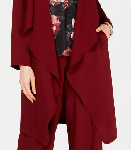 Nine West Women's Draped Open Front Topper Jacket Red Size Large