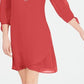 JM Collection Women's Tie Sleeve Necklace Dress Red Size Petite Medium