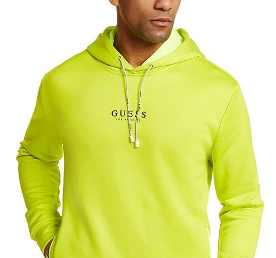 Guess Men's Logo Hoodie Green Size Small