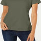 Karen Scott Women's Short Sleeve Scoop Neck Top  Green Size XL