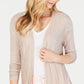 Charter Club Women's Textured Knit Open Cardigan Brown Size Large