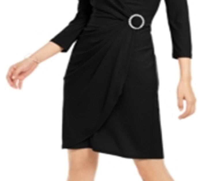 INC Iternational Concepts Women's Rhinestone Wrap Dress Black Size XX-Large