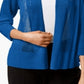Alfani Women's Mixed Stitch Open Front Cardigan Blue Size Petite Small