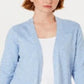 Karen Scott Women's Ribbed-Yoke Cardigan Sweater Blue Size M