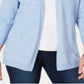 Karen Scott Women's Ribbed-Yoke Cardigan Sweater Blue Size M