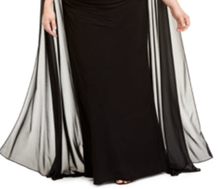 Betsy & Adam Women's Chiffon Cape Gown Black Size 22W