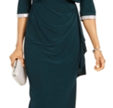 R & M Richards Women's Cropped Jacket & Ruffled Gown Green Size 10